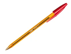 Stylo-bille bic cristal écriture fine 0.4mm encre classique bille indéformable capuchon couleur encre rouge