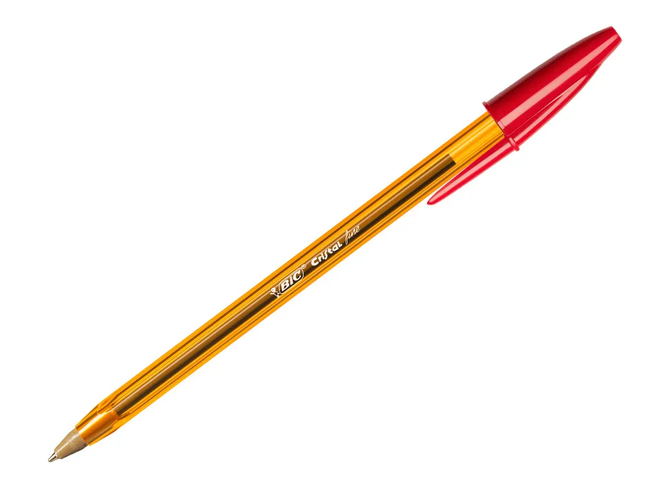 Stylo-bille bic cristal écriture fine 0.4mm encre classique bille indéformable capuchon couleur encre rouge