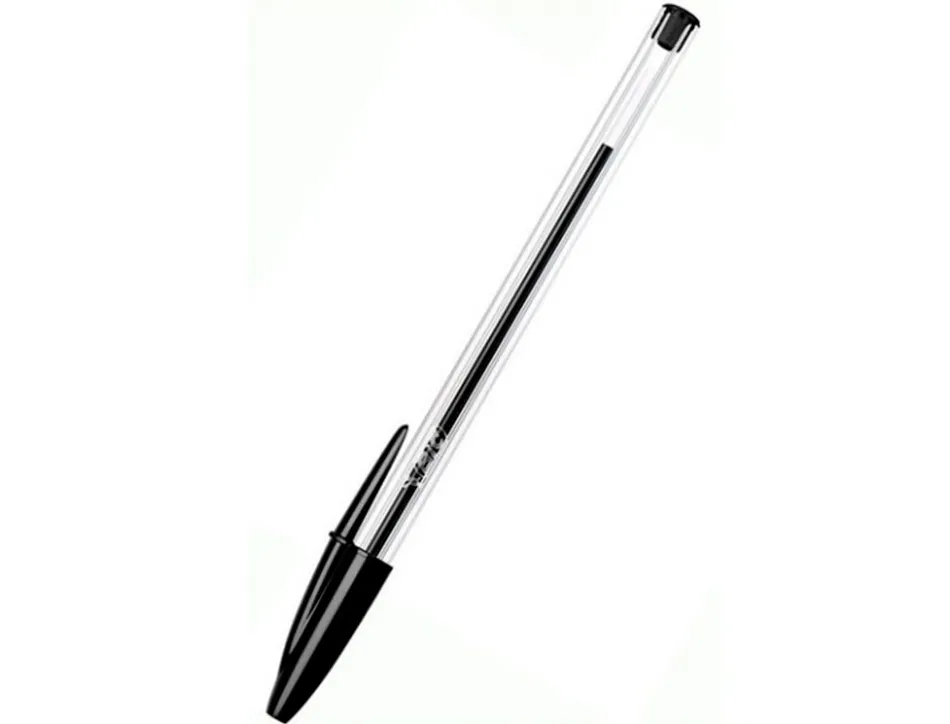 Stylo-bille bic cristal écriture moyenne 0.5mm encre classique bille indéformable capuchon couleur encre noir