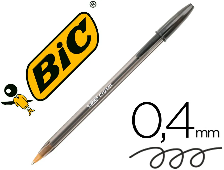 Stylo-bille bic cristal écriture moyenne 0.5mm encre classique bille indéformable capuchon couleur encre noir
