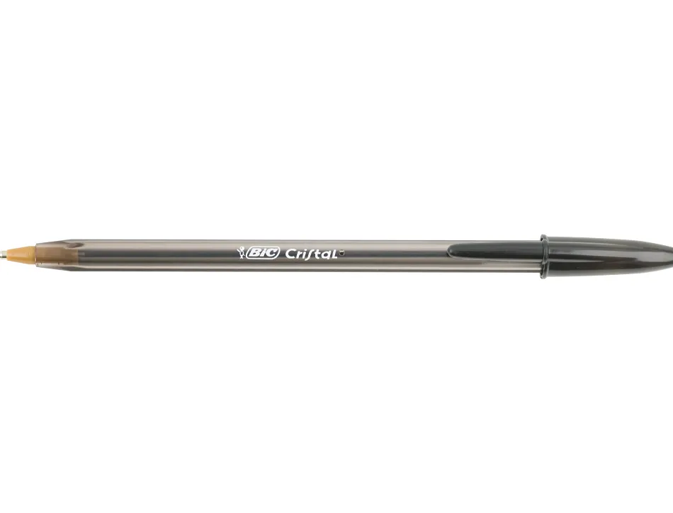 Stylo-bille bic cristal écriture moyenne 0.5mm encre classique bille indéformable capuchon couleur encre noir