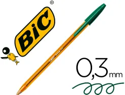 Stylo-bille bic cristal écriture fine 0.4mm encre classique bille indéformable capuchon couleur encre vert