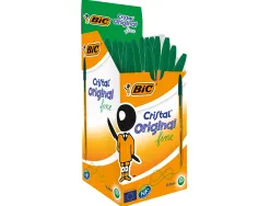 Stylo-bille bic cristal écriture fine 0.4mm encre classique bille indéformable capuchon couleur encre vert