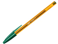 Stylo-bille bic cristal écriture fine 0.4mm encre classique bille indéformable capuchon couleur encre vert