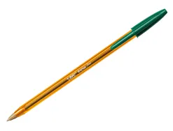 Stylo-bille bic cristal écriture fine 0.4mm encre classique bille indéformable capuchon couleur encre vert