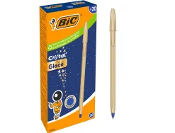 Stylo-bille bic cristal original glace pointe moyenne 1,0mm encre bleue classique capuchon coloris or
