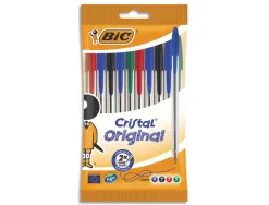 Stylo-bille bic cristal original pointe moyenne 1mm coloris assortis etui carton 10