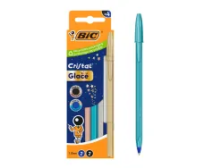 Stylo-bille bic cristal original glace pointe moyenne 1,0mm capuchon encre et coloris assortis etui 4