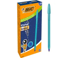 Stylo-bille bic cristal original glace pointe moyenne 1,0mm encre bleue classique capuchon coloris bleu