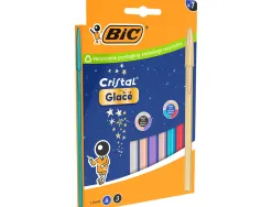 Stylo-bille bic cristal original glace pointe moyenne 1,0mm capuchon encre et coloris assortis etui 7
