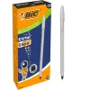 Stylo-bille bic cristal original glace pointe moyenne 1,0mm encre noire classique capuchon coloris argent