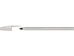 Stylo-bille bic cristal original glace pointe moyenne 1,0mm encre noire classique capuchon coloris argent