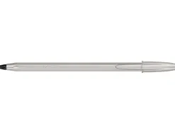 Stylo-bille bic cristal original glace pointe moyenne 1,0mm encre noire classique capuchon coloris argent