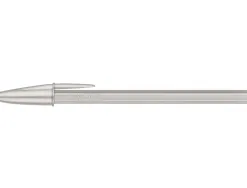 Stylo-bille bic cristal original glace pointe moyenne 1,0mm encre noire classique capuchon coloris argent