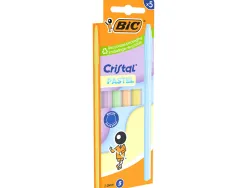 Stylo-bille bic cristal pastel pointe moyenne 1,0mm encre bleue classique capuchon coloris assortis