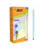 Stylo-bille bic cristal pastel pointe moyenne 1,0mm encre bleue classique capuchon coloris assortis boite 20 unites