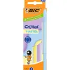 Stylo-bille bic cristal pastel pointe moyenne 1,0mm encre bleue classique capuchon coloris assortis b