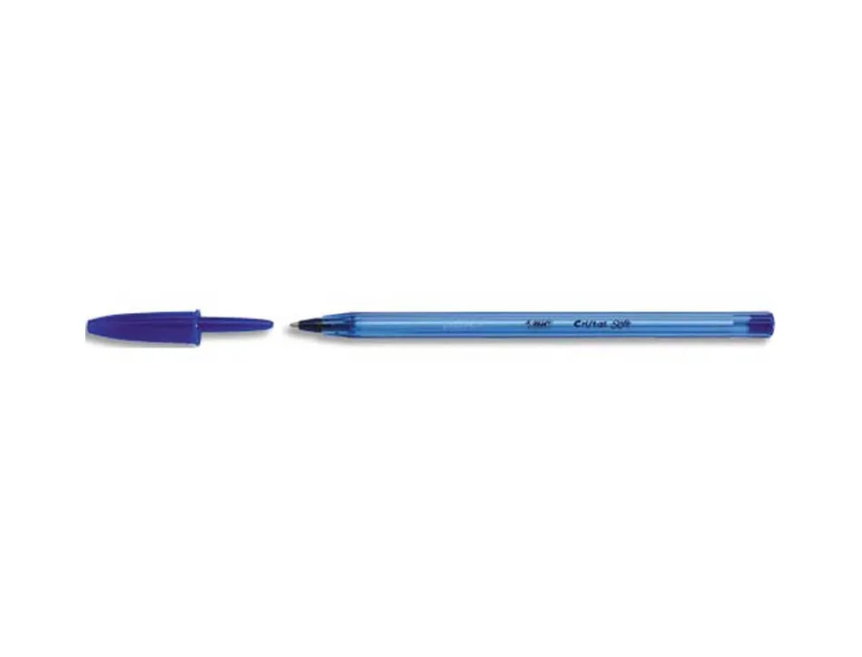 Stylo-bille bic cristal soft écriture large 0.8mm encre classique bille indéformable capuchon couleur encre bleu