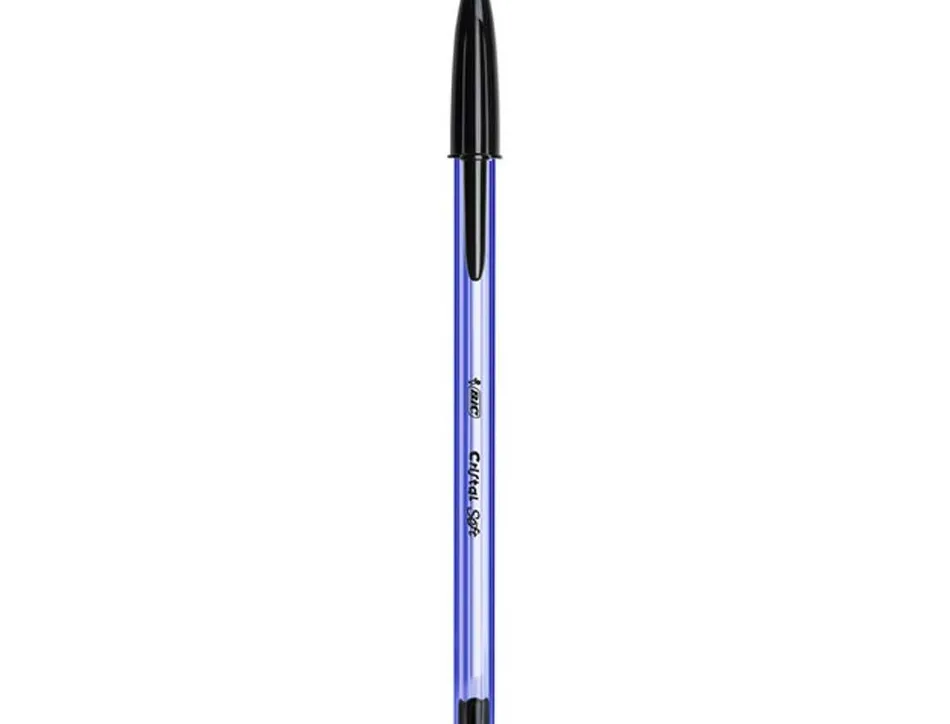 Stylo-bille bic cristal soft écriture large 0.8mm encre classique bille indéformable capuchon couleur encre noir