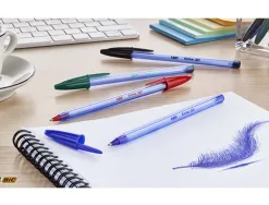 Stylo-bille bic cristal soft écriture large 0.8mm encre classique bille indéformable capuchon couleur encre noir