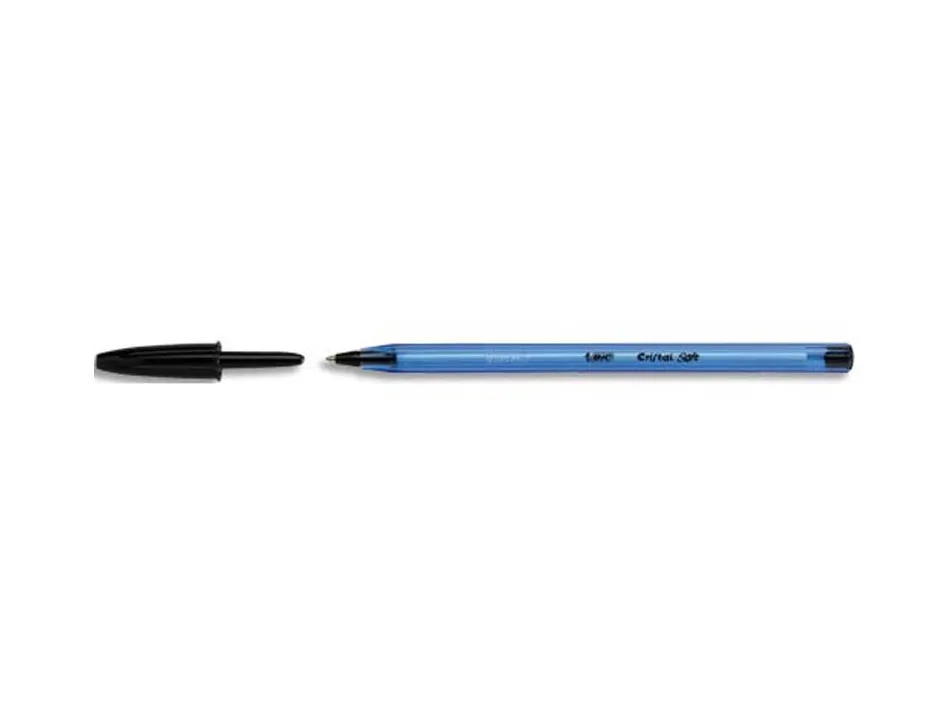 Stylo-bille bic cristal soft écriture large 0.8mm encre classique bille indéformable capuchon couleur encre noir