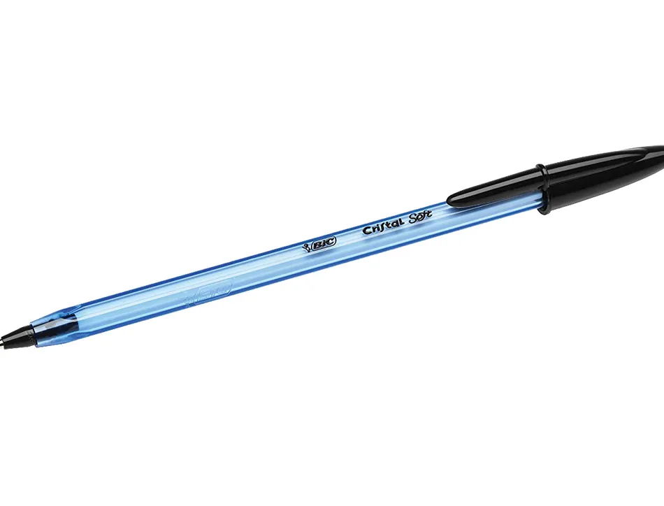 Stylo-bille bic cristal soft écriture large 0.8mm encre classique bille indéformable capuchon couleur encre noir