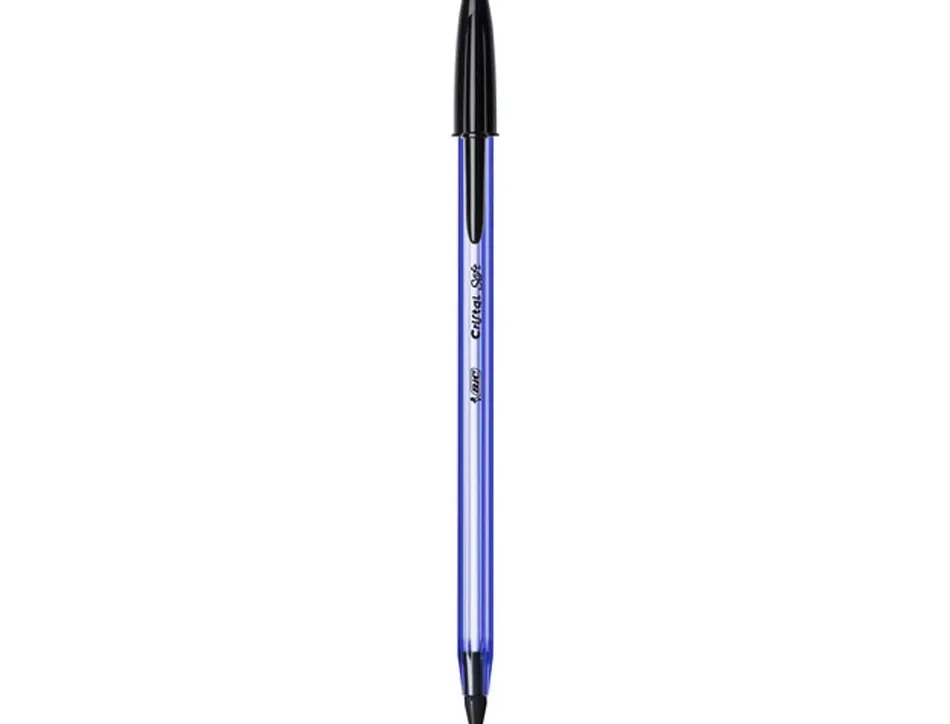 Stylo-bille bic cristal soft écriture large 0.8mm encre classique bille indéformable capuchon couleur encre noir
