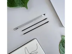 Stylo-bille bic crystal renew corps metal argent capuchon pointe moyenne 1mm rechargeable + 2 recharges bleu