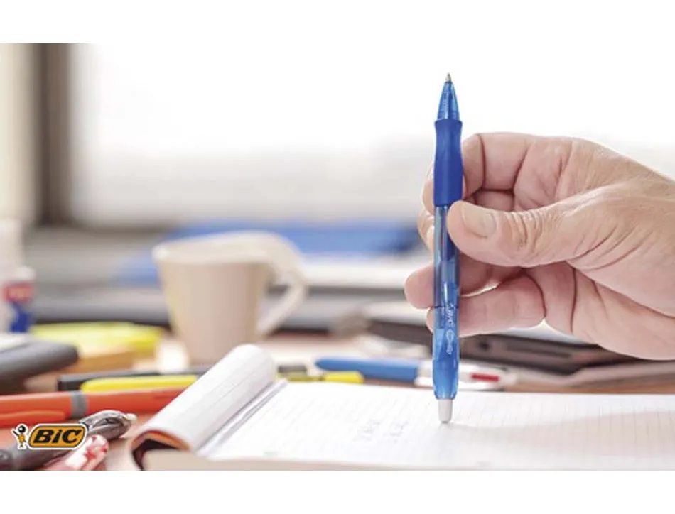 Stylo-bille bic gelocity original pointe moyenne 0,7mm encre gel retractable rechargeable coloris noir