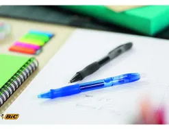 Stylo-bille bic gelocity original pointe moyenne 0,7mm encre gel retractable rechargeable coloris bleu