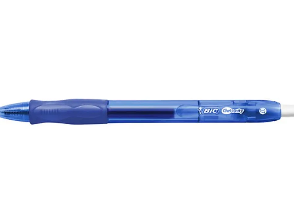Stylo-bille bic gelocity original pointe moyenne 0,7mm encre gel retractable rechargeable coloris bleu