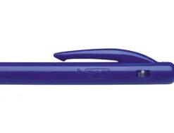 Stylo-bille bic m10 clic écriture moyenne 0.5mm rétractable côté stylo couleur bleu pack économique 100 unités