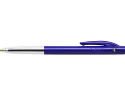 Stylo-bille bic m10 clic écriture moyenne 0.5mm rétractable côté stylo couleur bleu pack économique 100 unités