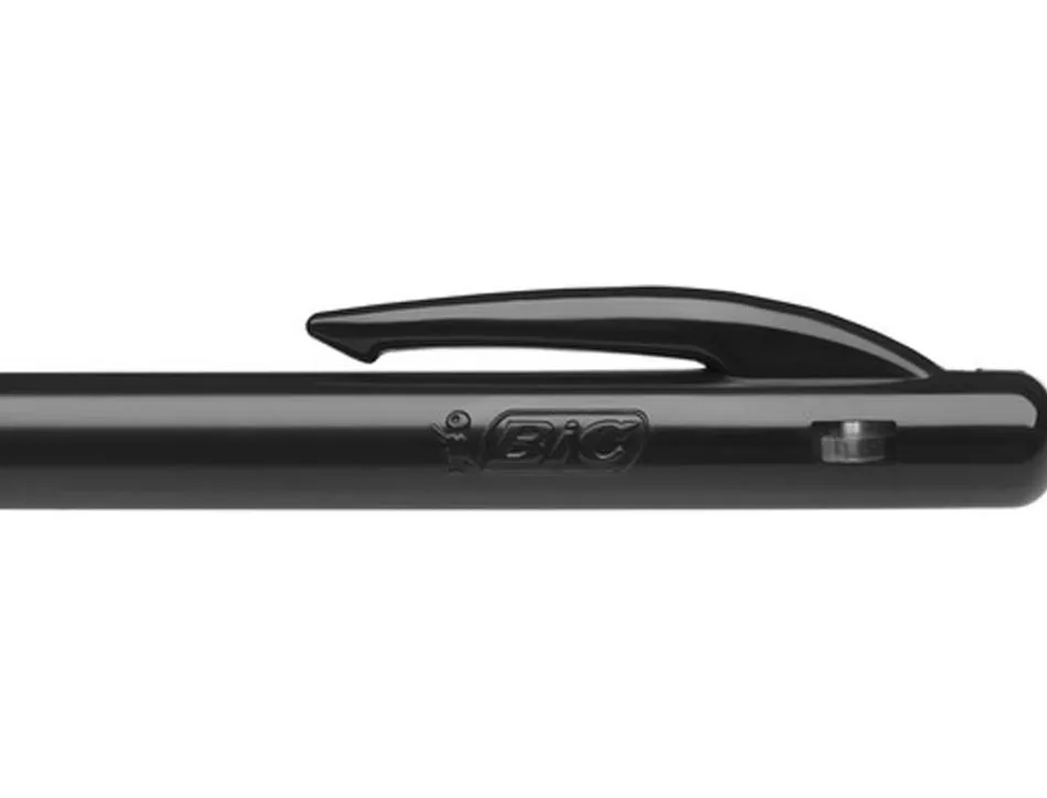 Stylo-bille bic m10 clic écriture moyenne 0.5mm rétractable côté stylo couleur noir pack économique 100 unités