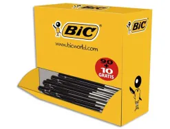 Stylo-bille bic m10 clic écriture moyenne 0.5mm rétractable côté stylo couleur noir pack économique 100 unités