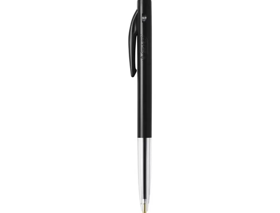 Stylo-bille bic m10 clic écriture moyenne 0.5mm rétractable côté stylo couleur noir pack économique 100 unités