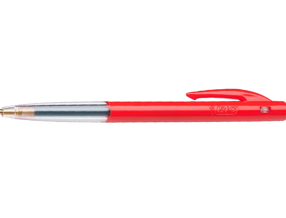 Stylo-bille bic m10 écriture moyenne 0.5mm encre classique rétractable bouton poussoir latéral coloris rouge