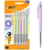 Stylo-bille bic m10 pointe moyenne 1,0mm encre bleue bouton poussoir lateral coloris pastel assortis