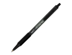 Stylo-bille bic soft feel pointe moyenne 1mm rétractable clip grip corps caoutchouc couleur noir