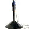 Stylo-bille bic sur socle base lestée chaîne sécurisée rétractable rechargeable 4 cartouches couleur bleu