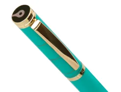 Stylo-bille et etui simili cuir belius soiree alum. details et attributs or encre bleue coloris turquoise coffret cadeau