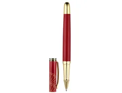 Stylo-bille et etui simili cuir belius soiree alum. details et attributs or encre bleue coloris bordeaux coffret cadeau