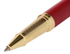 Stylo-bille et etui simili cuir belius soiree alum. details et attributs or encre bleue coloris bordeaux coffret cadeau