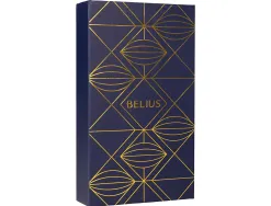 Stylo-bille et etui simili cuir belius soiree alum. details et attributs or encre bleue col. bleu marine coffret cadeau
