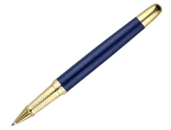 Stylo-bille et etui simili cuir belius soiree alum. details et attributs or encre bleue col. bleu marine coffret cadeau