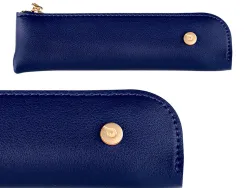 Stylo-bille et etui simili cuir belius soiree alum. details et attributs or encre bleue col. bleu marine coffret cadeau