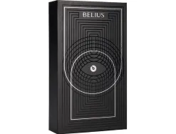 Stylo-bille etui simili cuir belius turbo alum. texture pointillee attributs argent encre bleue col. noir coffret cadeau