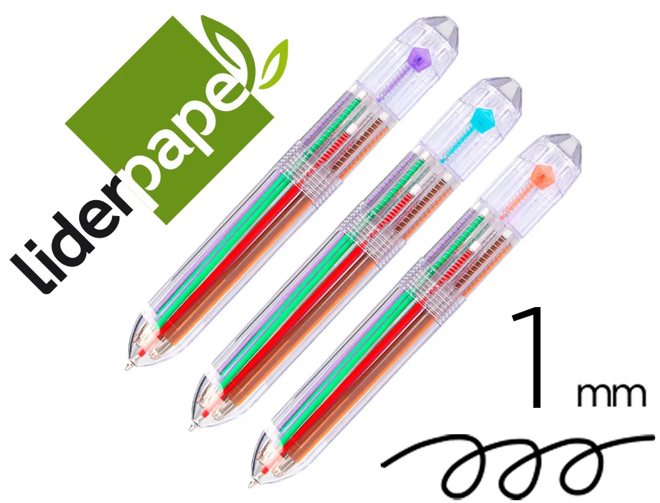 Stylo-bille liderpapel 10 en 1 pointe 1mm trait 0.7mm retractable