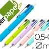 Stylo-bille liderpapel 5 en 1 pointe 0.5mm trait 0.7mm rétractable 4 couleurs d'encre porte-mine 0.5mm gomme