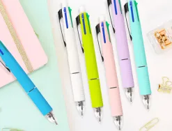 Stylo-bille liderpapel 5 en 1 pointe 0.5mm trait 0.7mm rétractable 4 couleurs d'encre porte-mine 0.5mm gomme
